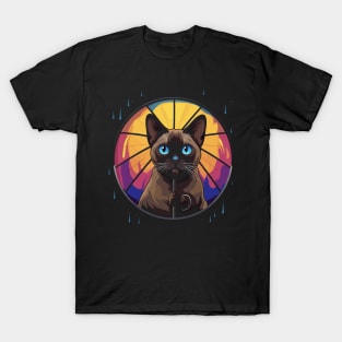 Tonkinese Cat Rainy Day With Umbrella T-Shirt